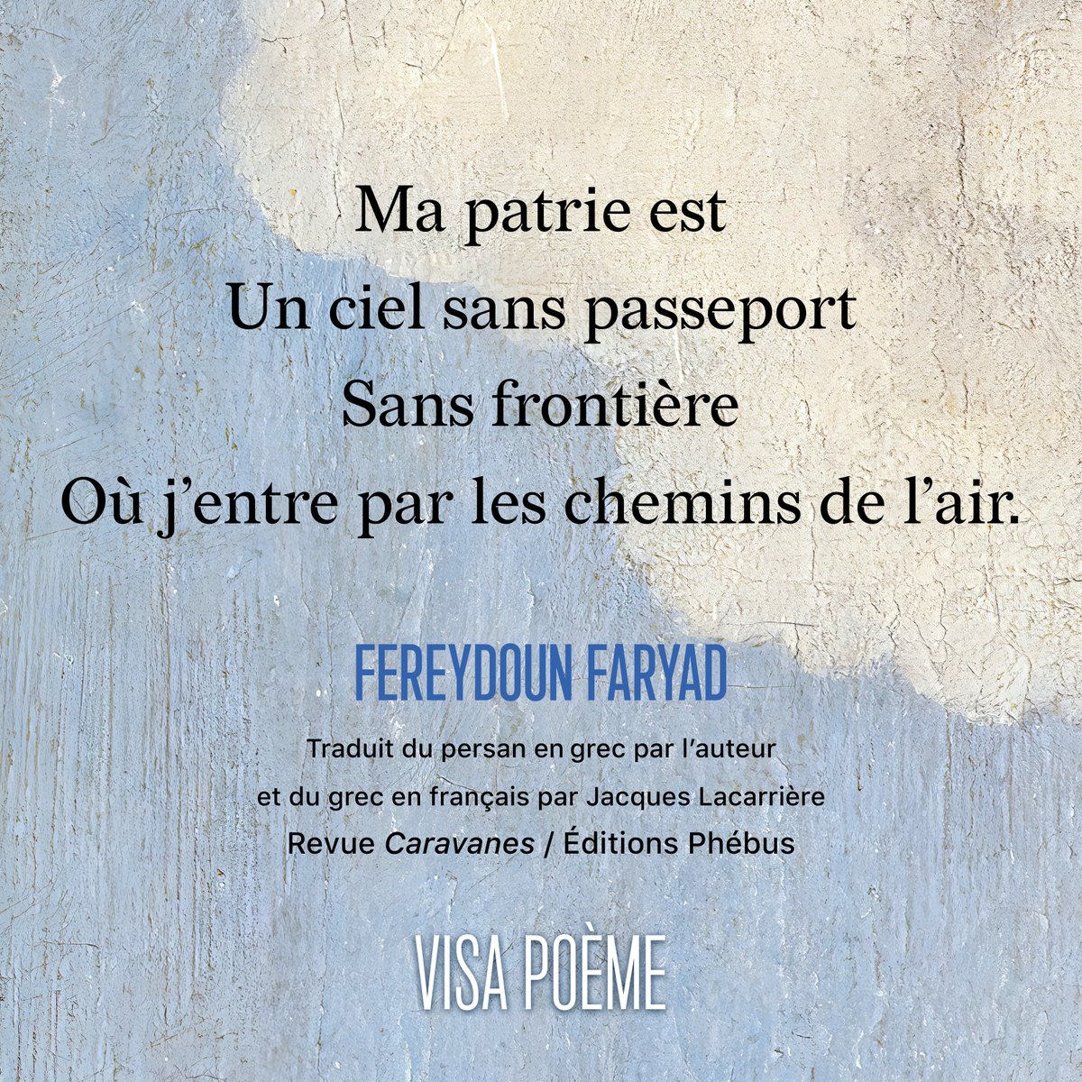 P_D_Poetes's tweet photo. FEREYDOUN FARYAD 
« Ciel sans passeport » 
par Jacques Lacarrière 
« Caravanes 7 / Littératures à découvrir » - 2001 @editionsphebus 
Par André Velter &amp; Jean-Pierre Sicre 

Fond de toile : Le Coup de Soleil, Jacob van Ruisdael 
Musée du Louvre / Thierry Le Mage 
RMN-Grand Palais https://t.co/A7sK7Hm9l2