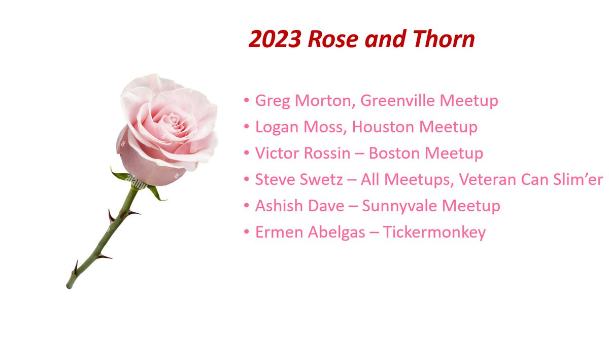 JPoco722's tweet photo. Still time to register for our annual Rose and Thorn Meetup Session tomorrow 7p EST....some great speakers will share their best/worst and the important lessons to take forward. Valuable info! #stocks #postanalysis #bosmeetup https://t.co/HigyVvh7nw