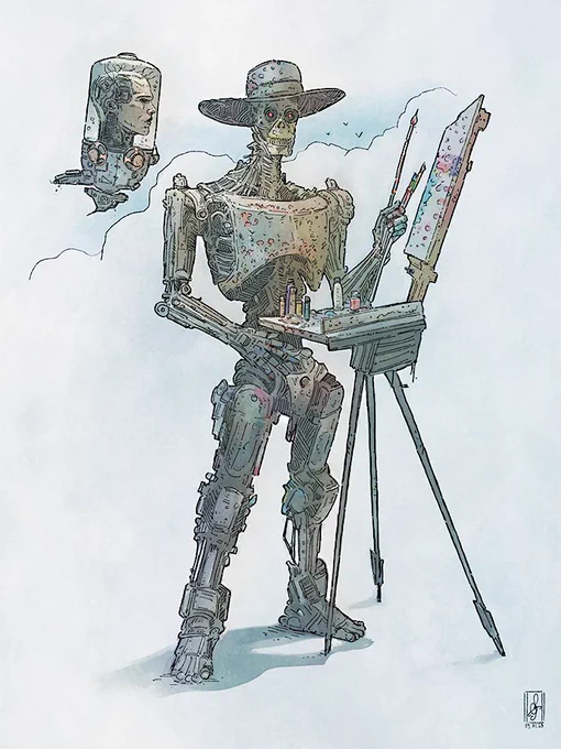 A vision of the future? Van Bot and his fellow Prompter(done for the monthly Character Design challenge,  Rise of the Ai Artists). Don't worry, everything will be fine (said ChatGPT :P) 