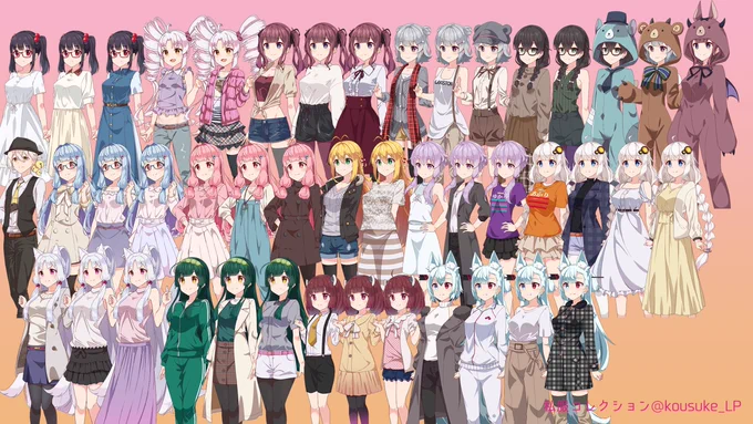 私服コレクション更新、あかりちゃんと咲ちゃん追加。入りきらなくなったのでキャンバス大きくするなど。 