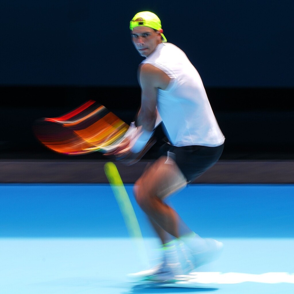 Rafael Nadal practicing ahead of the #AusOpen • #AO2023 2023 Australian Open #tennis at Melbourne. PHOTO CREDIT Tennis Australia/ SCOTT BARBOUR instagr.am/p/CnPArhVBOo2/