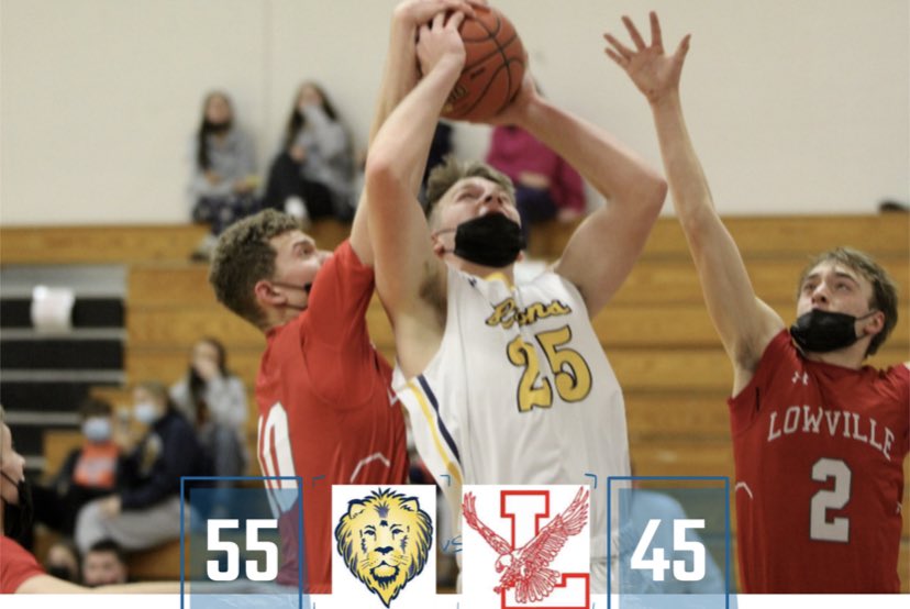 Section3Basket1's tweet photo. Final: General Brown 55, Lowville 45
The Lions get a huge win in a battle of the North country after the Red Raiders had their number in recent years.

Defense led GB as Tucker Rosbrook put up 16 points and 19 rebounds in the win. The two will meet again in Lowville in February. https://t.co/GuX2ptL2IN
