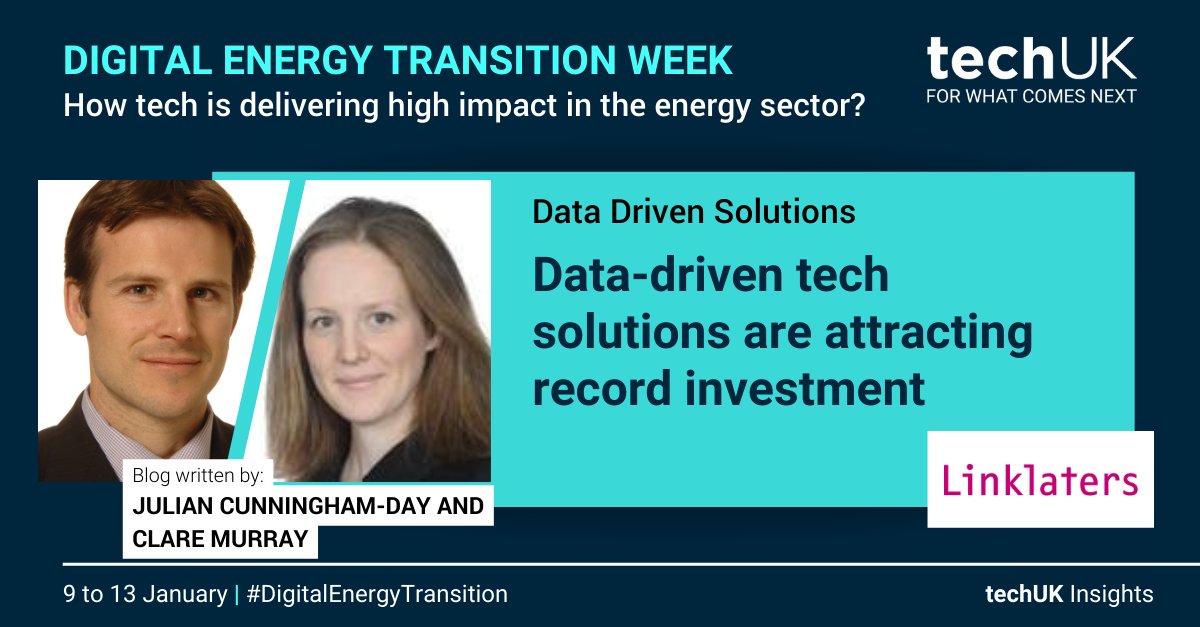 techUK's tweet image. 🚨#DigitalEnergyTransition Campaign - Day 2
Julian Cunningham-Day &amp;amp; Clare Murray @LinklatersLLP  Investment in  data-driven clean tech solutions reached an annual high of US $1.24bn in 2021, and in 2022 investment had surpassed this level by June 📈 👉 ow.ly/oTCi50MmyyF