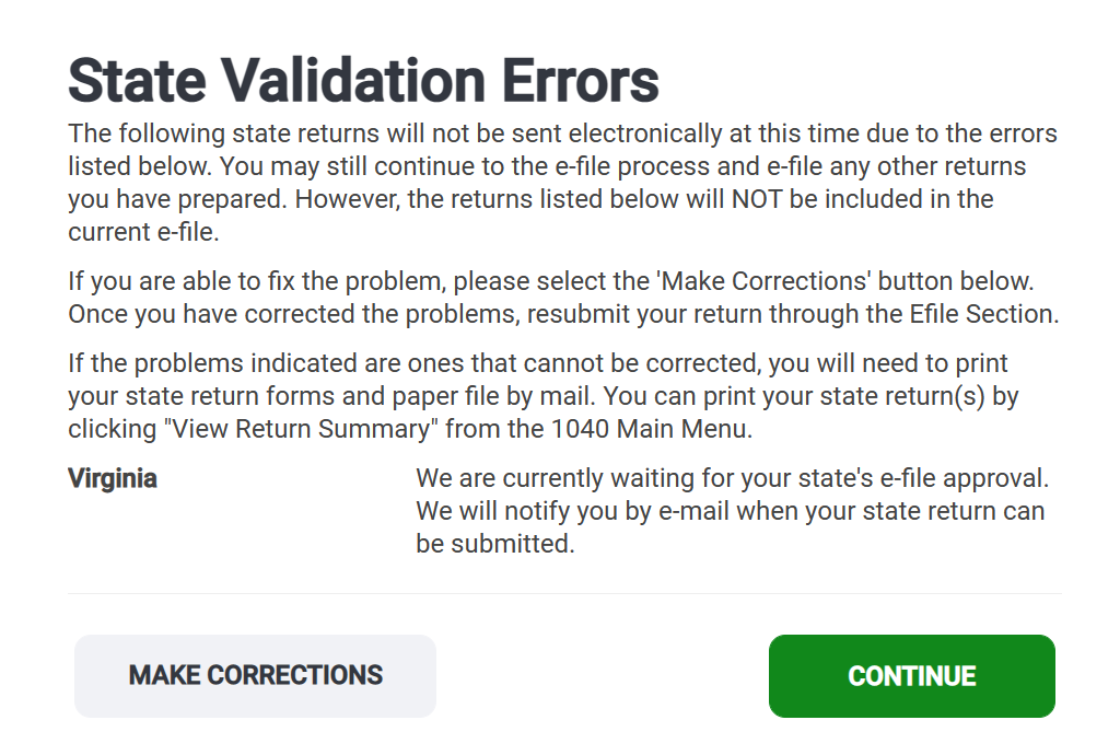 Zuyoqqhe's tweet photo. @TaxSlayer Was about to file my taxes when I get this message: We are currently waiting for your state's (Virginia) e-file approval. How long do I need to wait? https://t.co/oBG6Oe7c4r