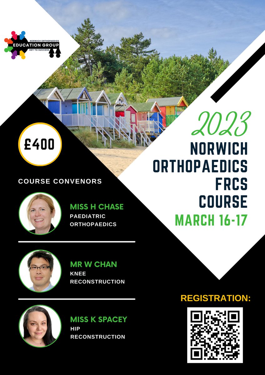Planning to sit your part 2 FRCS next year? Join us at our F2F FRCS course in Norwich on the 16 and 17th March... there will be patients and lots of viva practice with feedback to help get you ready for your exam! 
sign up here:forms.gle/1bNGSwXAoxEbQ2…
<a href="/eoeortho/">EoE Ortho</a>