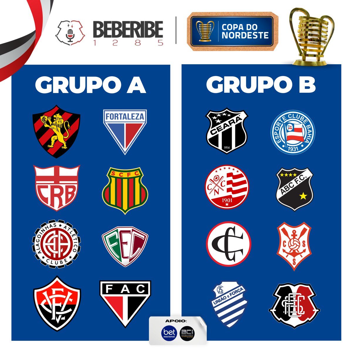PodBeberibe1285's tweet photo. #CopaDoNE l Fica ligado nos grupos da Copa do Nordeste 2023, os times do grupo B onde está o @SantaCruzFC, enfrentam as equipes do grupo A.
#AvanteSanta @betnacional https://t.co/qDuE0ayiWd