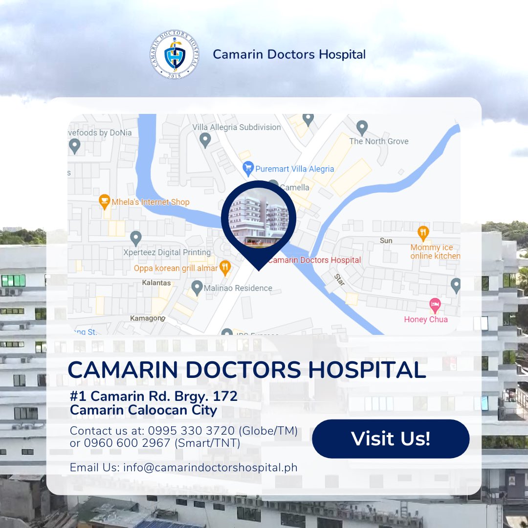 CamarinDoctors's tweet photo. CDH is open to serve you! Wondering where we’re located? 📍 Visit us at #1 Camarin Road, Barangay 172, Camarin, Caloocan City. To know more about our services, you may contact us at 0995 330 3720 (Globe/TM) or 0960 600 2967 (Smart/TNT). 💙💛

#CamarinDoctorsHospital
#TeamCDH https://t.co/bnLD9Q5wB5