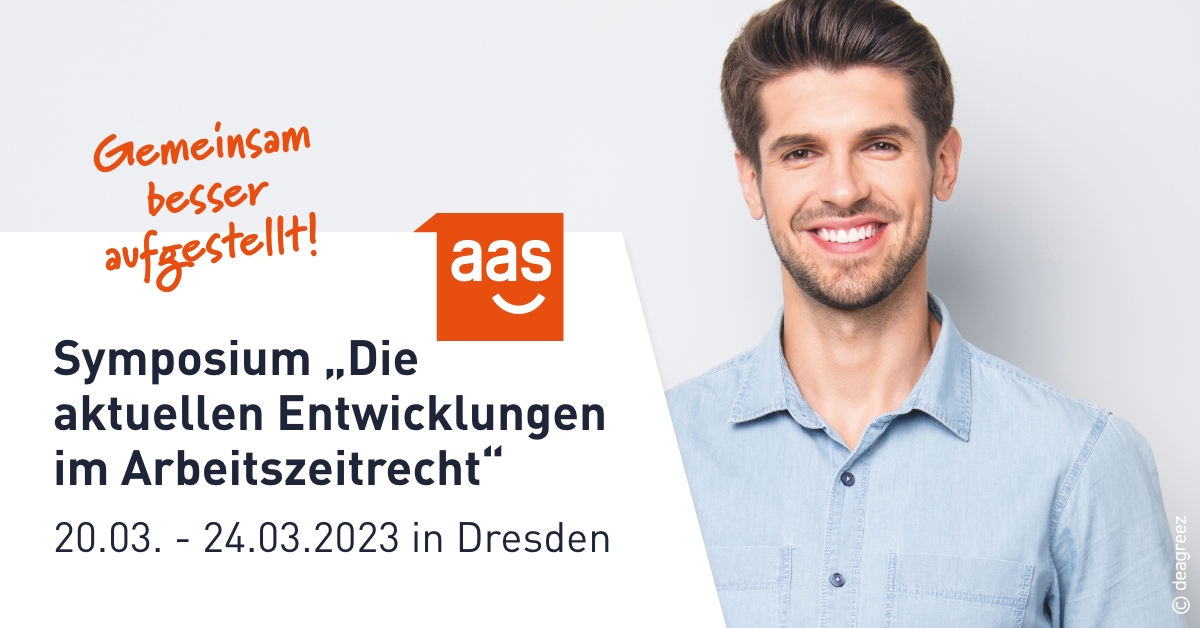 aasseminare's tweet photo. 📌 Symposium "Die aktuellen Entwicklungen im Arbeitszeitrecht" in #Dresden 20.03.-24.03.2023 
Topaktuelle Lerninhalte für eure #Betriebsratsarbeit und die neuste Rechtsprechung zum Thema #Arbeitszeit!
▹ Jetzt Plätze sichern: https://t.co/83Px9UPpmS
#Betriebsrat #Arbeitsrecht https://t.co/wHC6KfNaxq