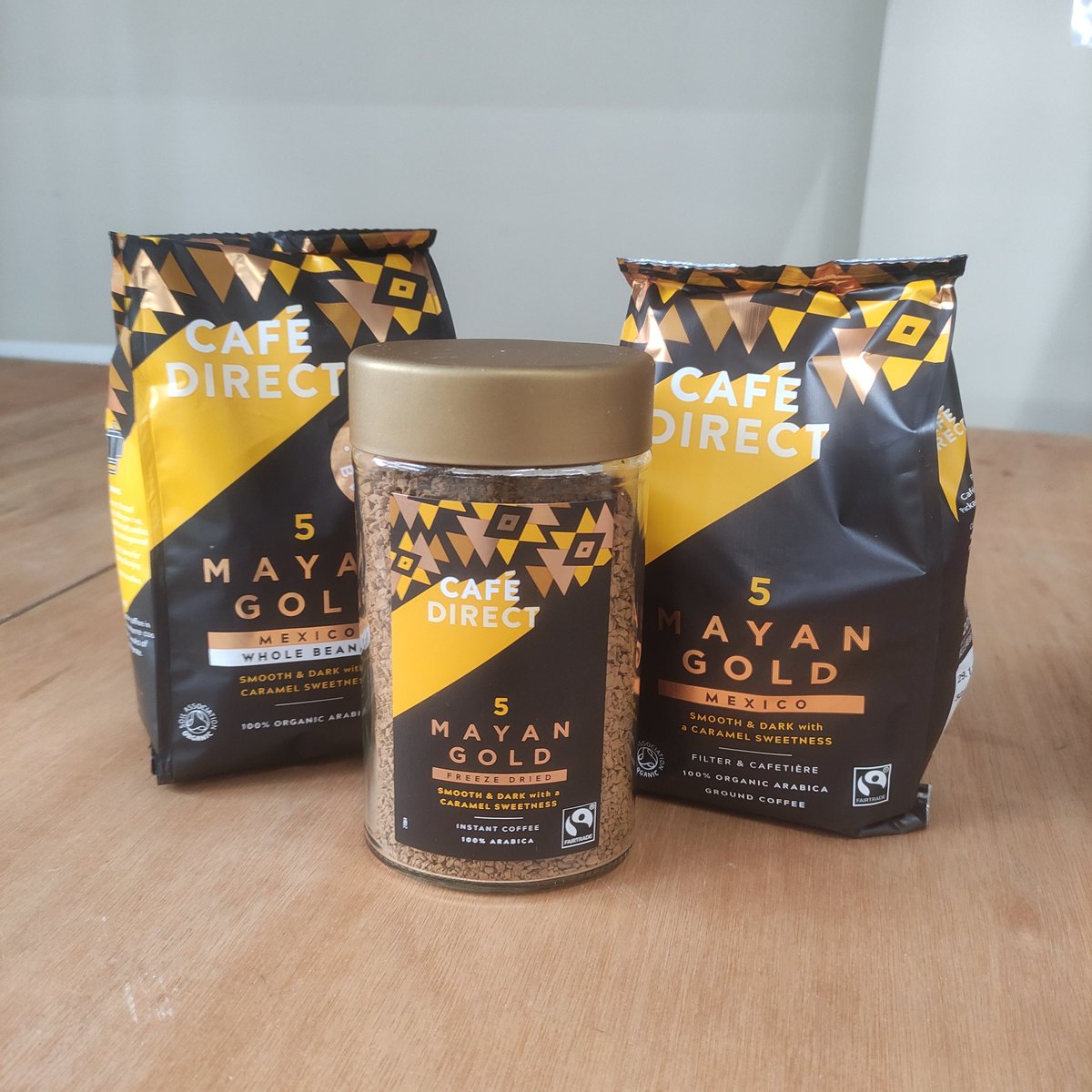Nearandfair's tweet photo. We listened! Mayan Gold coffee now in stock in beans, ground and instant. Strength 5. We're looking forward to trying this ourselves ☕ https://t.co/tm6aPy2LZJ