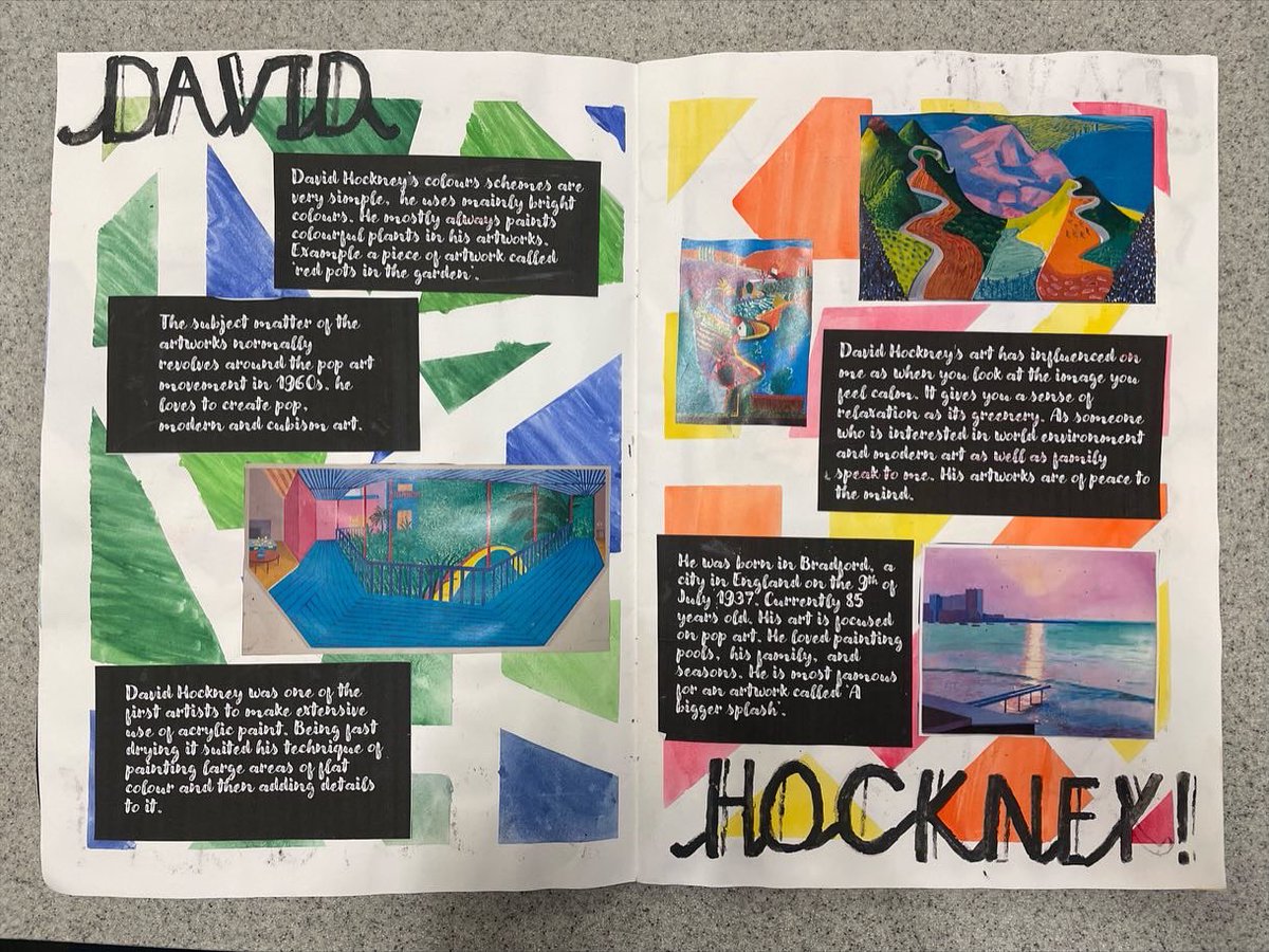 HJBushby's tweet photo. Showcasing some of our amazing year 9 @Judgemeadow art students contextual studies. Students picked from a diverse pool of artists covering different styles and themes. #art #education https://t.co/yBGozIeENq