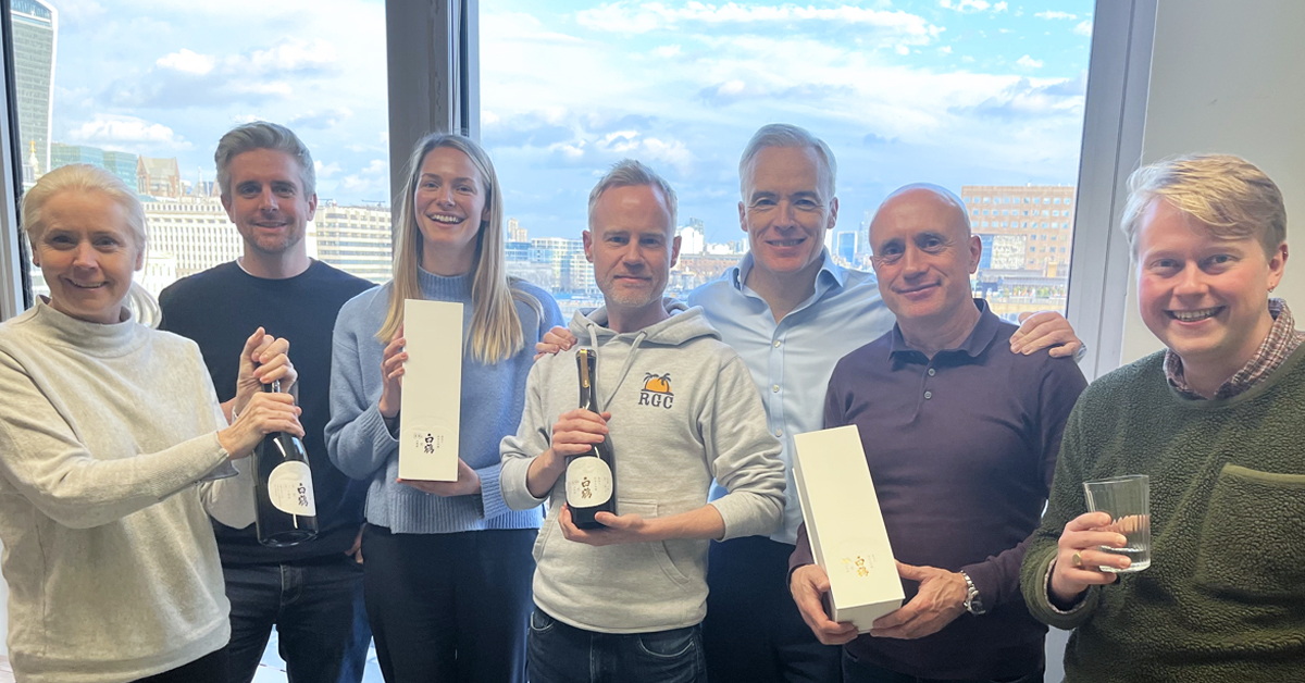 Kanpai to our good friends at #Hakutsuru Sake Europe! Thank you for our generous (and delicious) gift of very special sake, which we opened to toast the new year and a new office. #HakutsuruSake #Kanpai