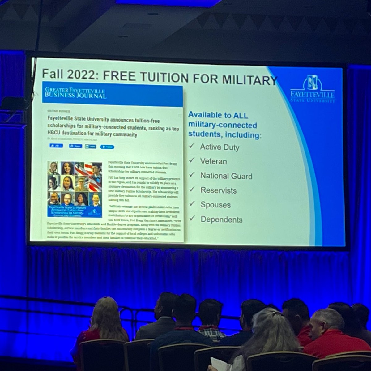 BarrettBogue's tweet image. Proud to see prior #EvocatiPR client @uncfsu continue investing back into military-connected students thanks to our partnership. 

At #NatCon2023, Chancellor Allison announced plans to build a campus Military &amp;amp; #Veterans Academic Center. 

#FayState #GoBroncos #PRwithAPurpose