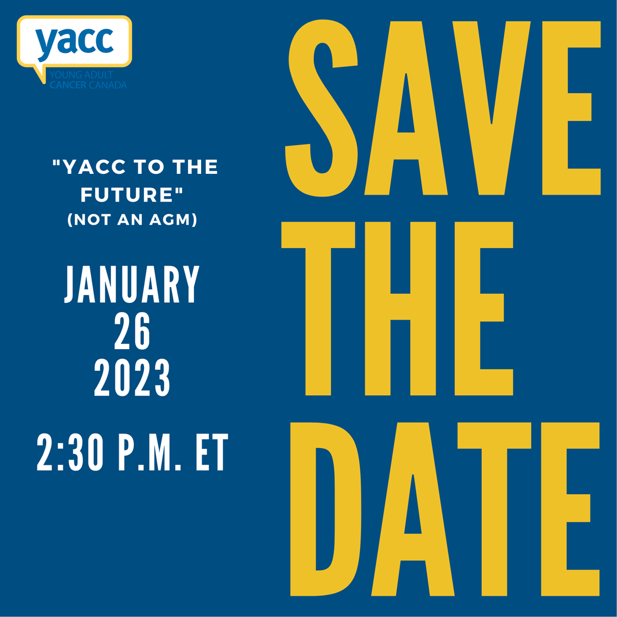 YACC (@yacancercanada) on Twitter photo A lot has happened at YACC over the last year; join us virtually to hear all about it!
Executive director <a href="/geoffeaton/">Geoff Eaton</a> will be joined by special guests from YACC’s community who will share their stories — along with a few surprises!
RSVP by January 25! youngadultcancer.ca/yacctothefutur… A lot has happened at YACC over the last year; join us virtually to hear all about it!
Executive director <a href="/geoffeaton/">Geoff Eaton</a> will be joined by special guests from YACC’s community who will share their stories — along with a few surprises!
RSVP by January 25! youngadultcancer.ca/yacctothefutur…