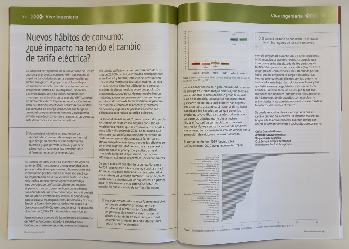 qsdgrnj's tweet photo. 📣 Attention engineers! Check out the 23rd edition of @Deusto's Faculty of Engineering magazine! 📚

💡 Read our article on the impact of the June 2021 electricity tariff change on consumption habits #whyh2020

📖 Find it on pages 52-53 and read now: https://t.co/OIij1y5lwf https://t.co/ffnkaxEGBv
