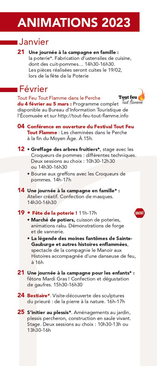 EcomuseduPerche's tweet photo. Le programme 2023 de l'Écomusée du Perche vient de sortir ! Il est téléchargeable en PDF sur https://t.co/63rEAHHs7R
#Orne #animation #leperche #perche #campagne #stage #fête #exposition #cheminées #poterie #apiculture #jardin #environnement #bâti #pomme #jeu @ornedepartement https://t.co/qpVau0d9Gh