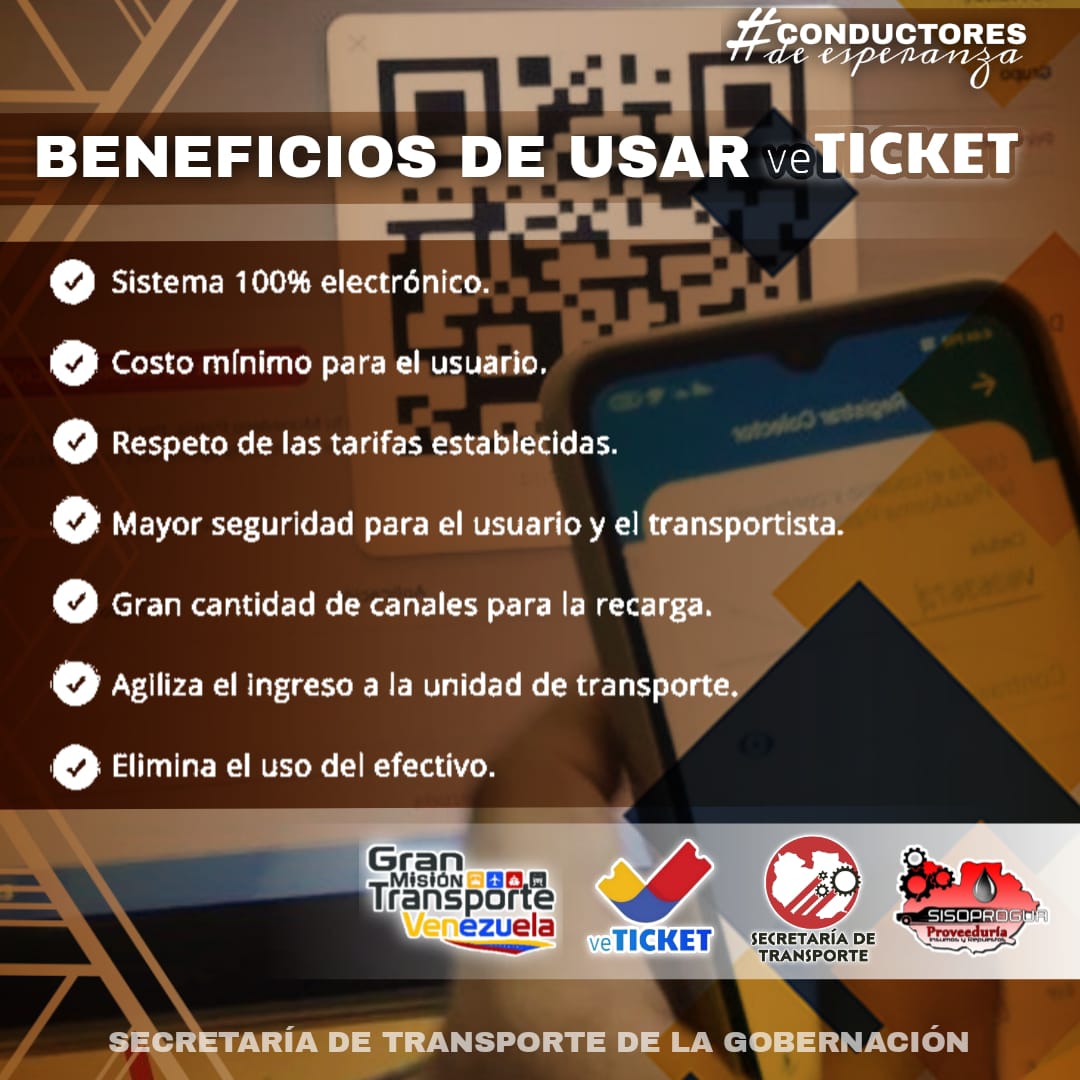 ¿Conoces los beneficios del Veticket? En este regreso a clases, será de útil importancia para movilizarte hasta tu casa de estudios.

¿Ya te Registraste?

#ConductoresDeEsperanza
#EnCuerpoYAlma
#TransporteGuárico

<a href="/josemvasquez/">José Vásquez</a>
<a href="/vicetransporte/">VICEMINISTERIO DE TRANSPORTE TERRESTRE</a> 
@rvaraguayan
<a href="/NicolasMaduro/">Nicolás Maduro</a>