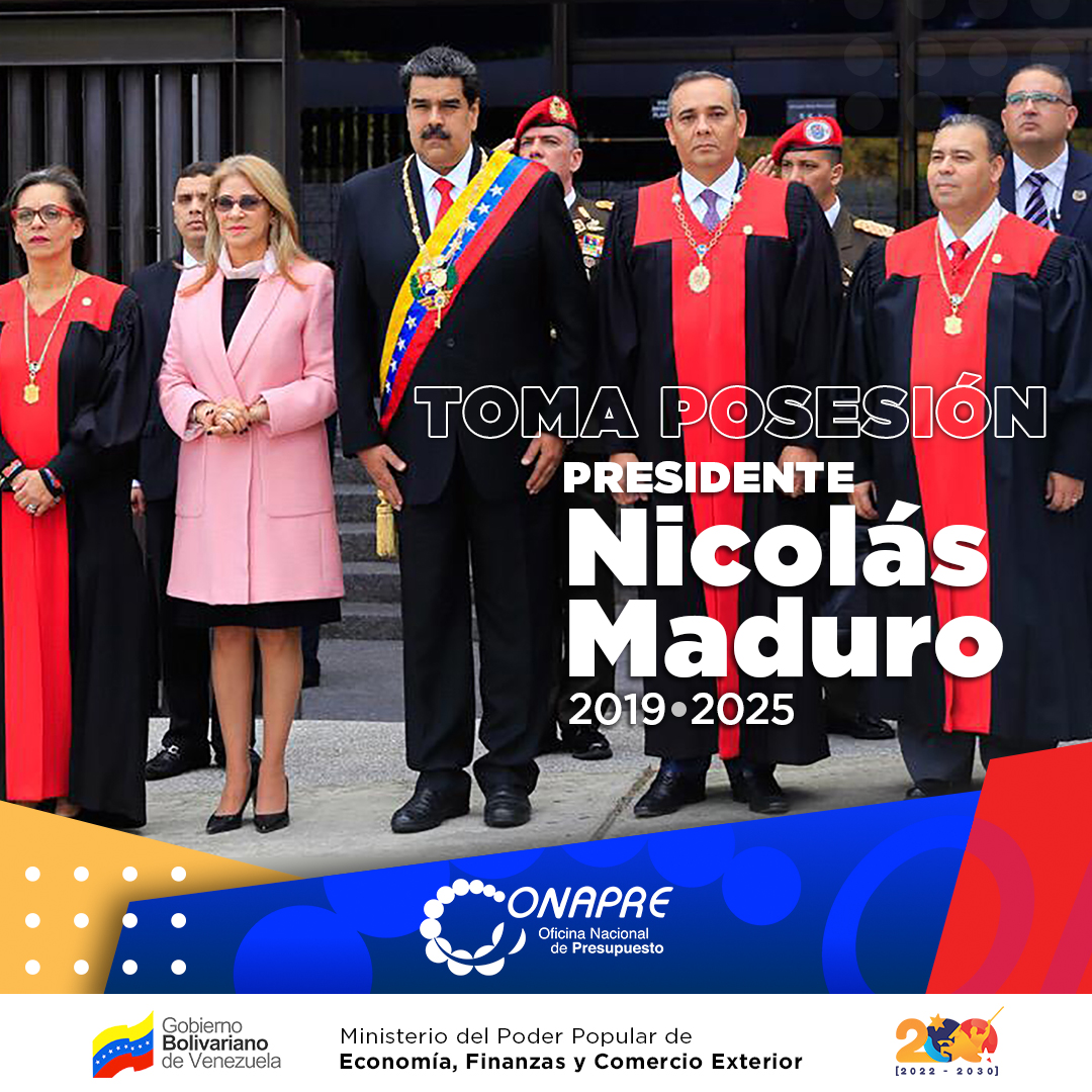 onapre_oficial's tweet photo. #10Ene | El Presidente de la República, @NicolasMaduro, toma posesión para un nuevo mandato, tras ser reelegido por la mayoría indiscutible de los venezolanos en los comicios presidenciales celebrados en el año 2018.

#JuntosPorLaPatria https://t.co/zz6yAS6MFI