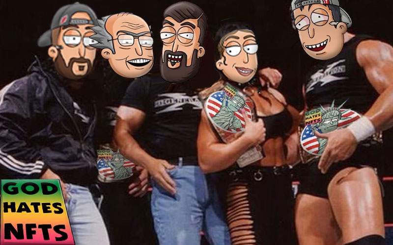 PineconeSocial's tweet photo. Since #PortfolioDay is trending, I thought I'd share a few of my favorite #GodHatesNFTees edits so far. Enjoy, because there are more to come...

🪧🗽#DVDATheCult #ApeHaterClub #NFTs #NFTCommunity #69ETH #LFG 🪧🗽 https://t.co/zgkhb8n4Sr