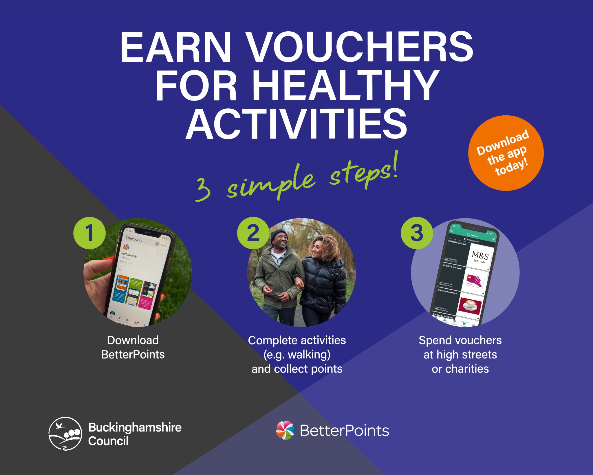 Buckinghamshire Council on Twitter "📱🚶🍏BetterPoints Bucks is a new app