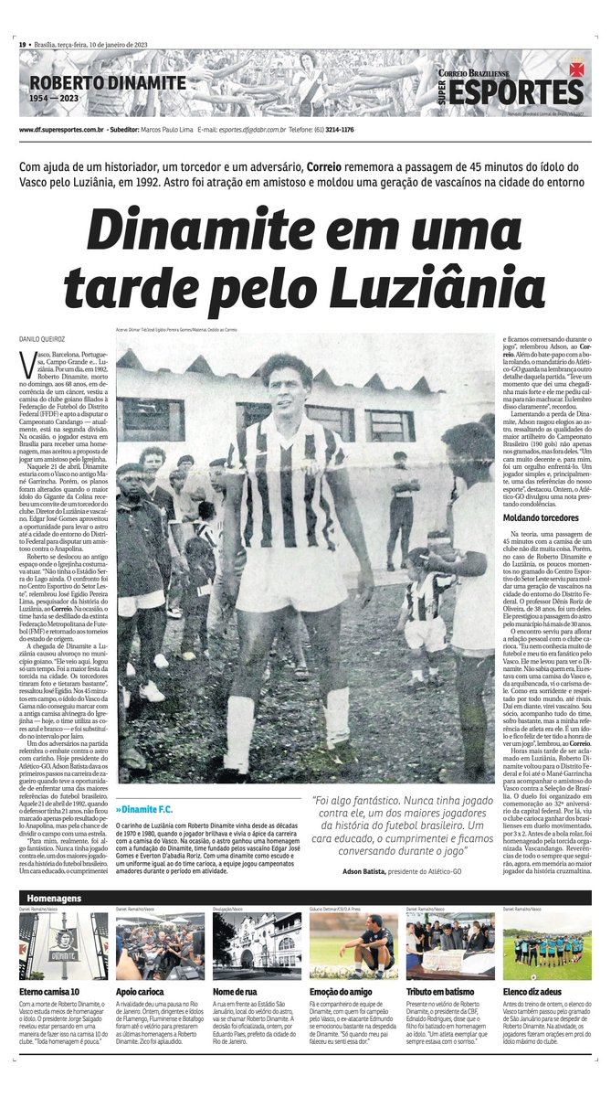 Os 45 minutos de Roberto Dinamite com a camisa do Luziânia em 1992

correiobraziliense.com.br/esportes/2023/…