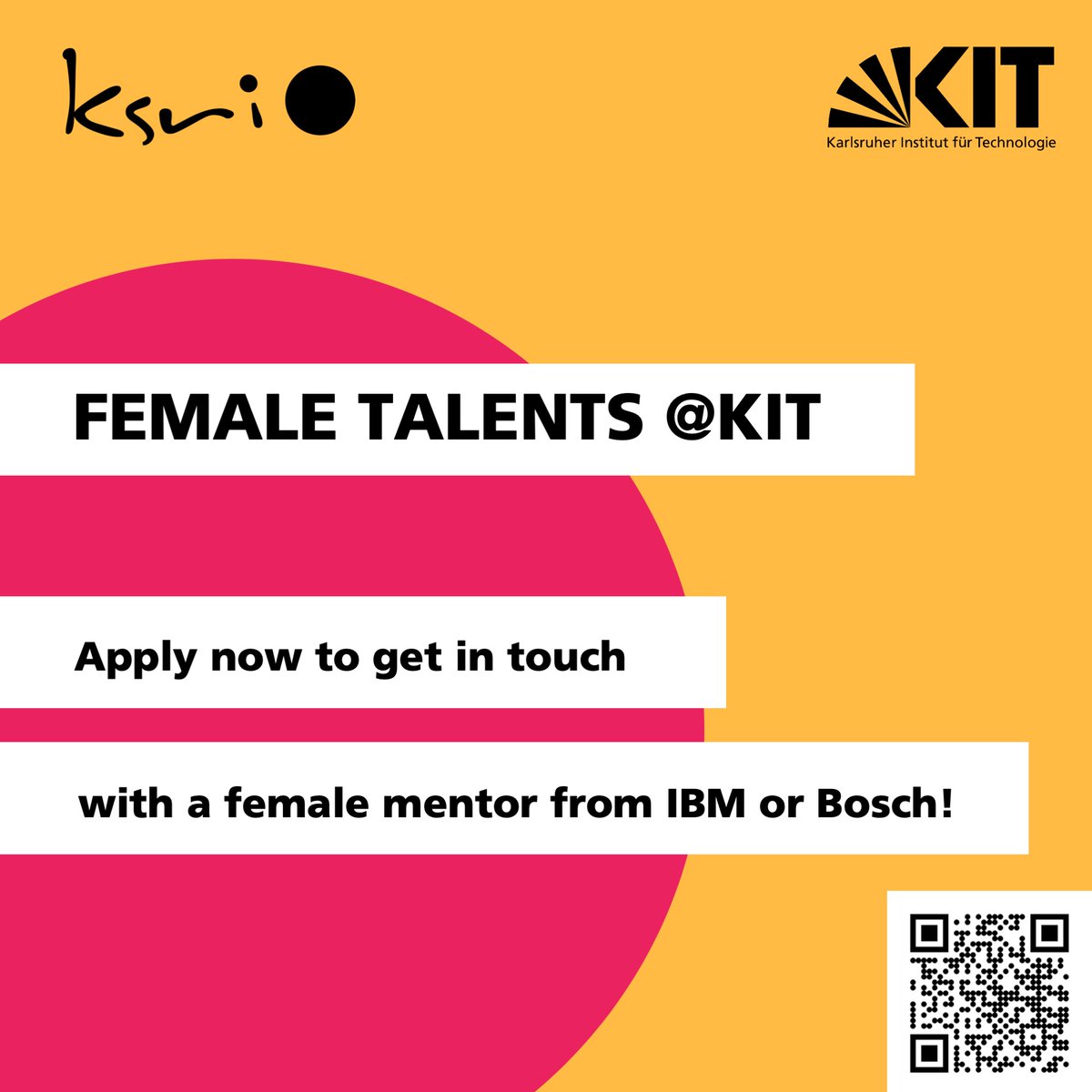 Use your chance to gain inspiring insights into your dream job and learn from a personal female mentor – apply for Female Talents <a href="/KITKarlsruhe/">Shmoopy</a> 2023 until January 31st with one of our partners: IBM  and Bosch!

ksri.kit.edu/femaletalents.……
💛

<a href="/IBMDACH/">IBM DACH</a>
 
<a href="/BoschPresse/">BoschPresse📰</a>
 
<a href="/ksri_kit/">KSRI@KIT</a>