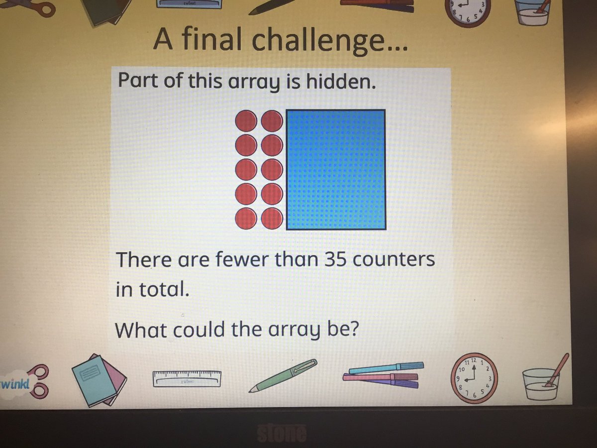 TJPrimary's tweet photo. Thank you to all 3D parents who came to our Maths workshop this morning. We hope you enjoyed it and found it useful. Here is the problem to discuss and solve⦠which arrays could it be? #TJYear3 #TJMaths https://t.co/gxqg58PKMs