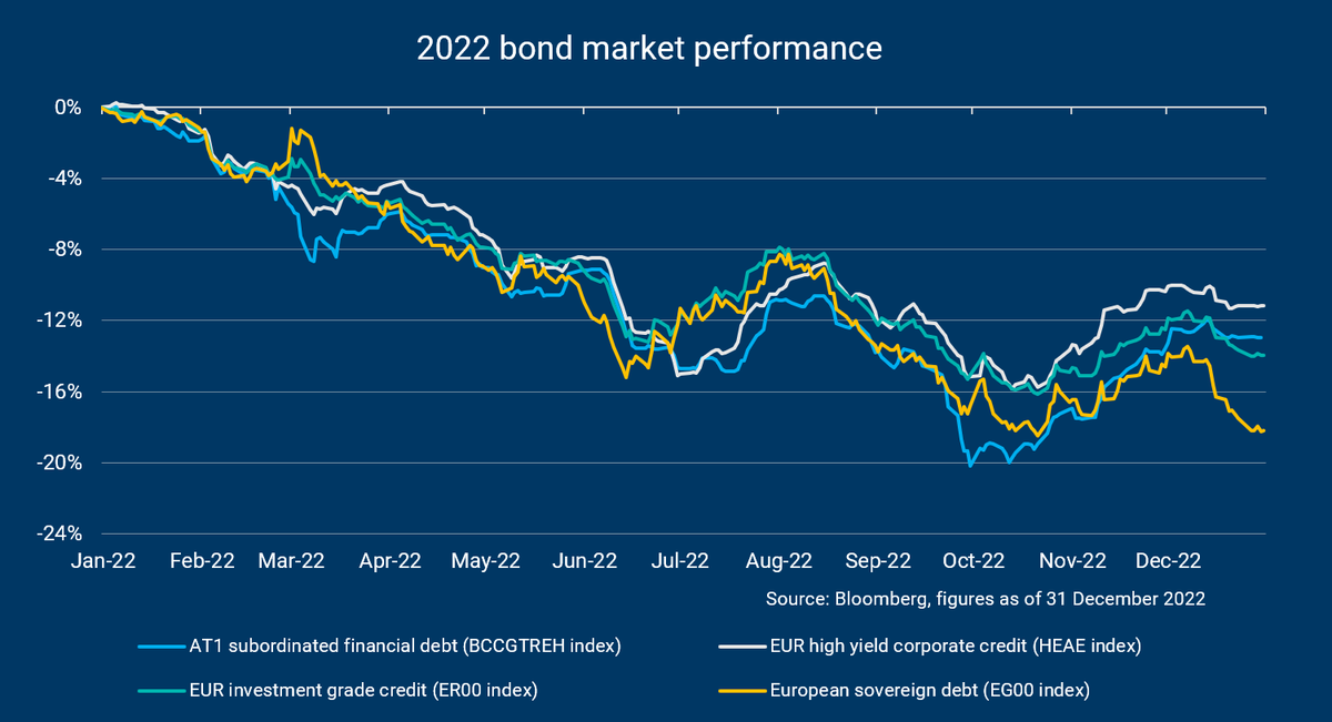 LazardFM's tweet photo. [📈#Chartoftheweek] Bond markets: how did they perform in 2022?

Read our weekly analysis here: https://t.co/XkgCavg159 https://t.co/aahaQKEvDe