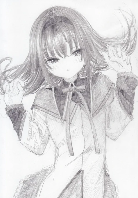 シャーペンで描きました。魔法少女まどか☆マギカから、暁美ほむらです#魔法少女まどかマギカ 