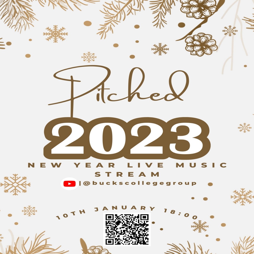 BucksCollGroup's tweet image. We would like to invite you to join us this evening (Tues 10th Jan) for our New Year live music show, Pitched!

The show will be live streamed on our YouTube channel from 6pm!
To tune in, visit bit.ly/3jRqpme

#BucksCollegeFactor #Pitched