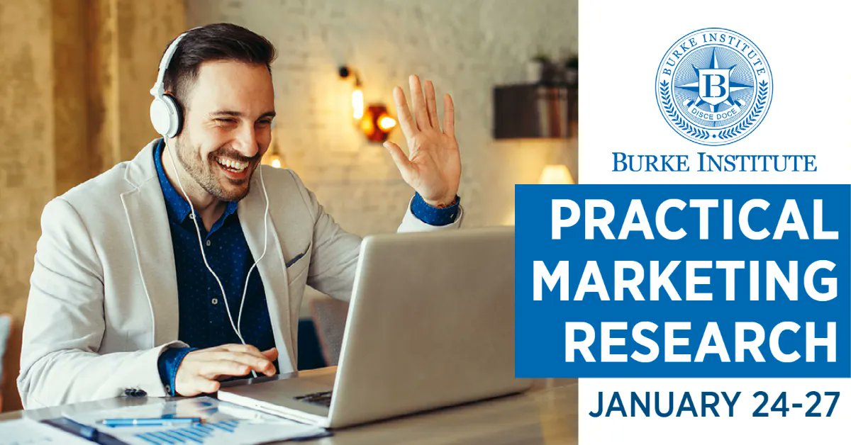 BurkeInstitute's tweet photo. A few spots still remain! Kick off the new year with an interactive, #virtual session of our foundational #MarketingResearch seminar! Explore the course outline here: https://t.co/OdkMuAem85 #BurkeInstitute #MRX https://t.co/xaRERodsku