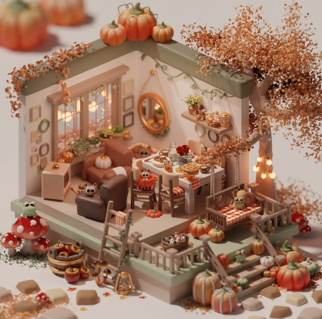 nicky_blender's tweet photo. Hi #PortfolioDay!✨

I'm Nicole, a Spanish freelance 3d artist, and I love to make cozy spaces🍂

🌻https://t.co/tTM2P8ri86
🍄https://t.co/2SXbbQPUEr

#b3d #Blender3d https://t.co/HUgmmmL4qw
