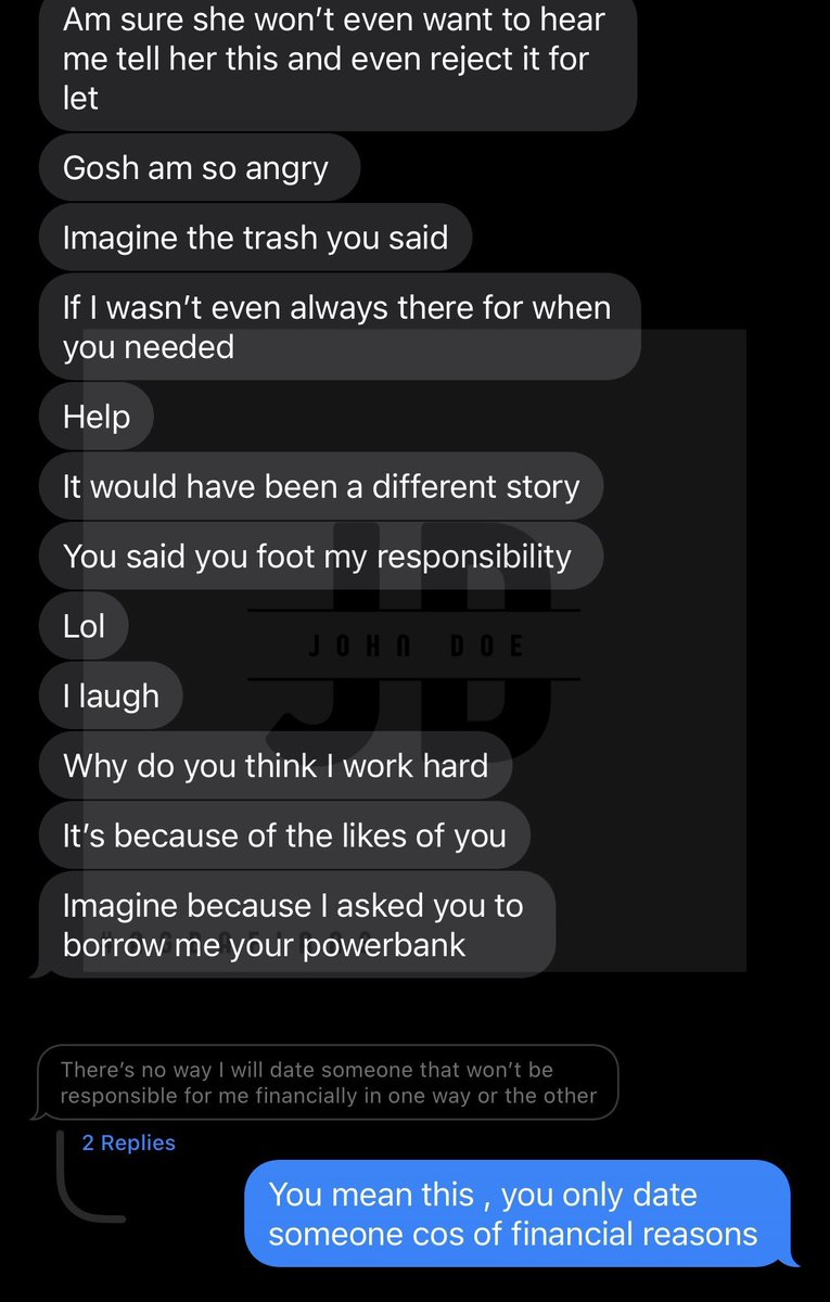 jon_d_doe's tweet photo. I've read your chats @AbiodunZkiah. But in your own case, I'll like to advise you.

Your relationship is more than 3 years.

I'm a bit worried because I read what she said to you.

And I think the blame is more on you.

You should feel disappointed in yourself that you dated a https://t.co/ad3lJ4ob0O