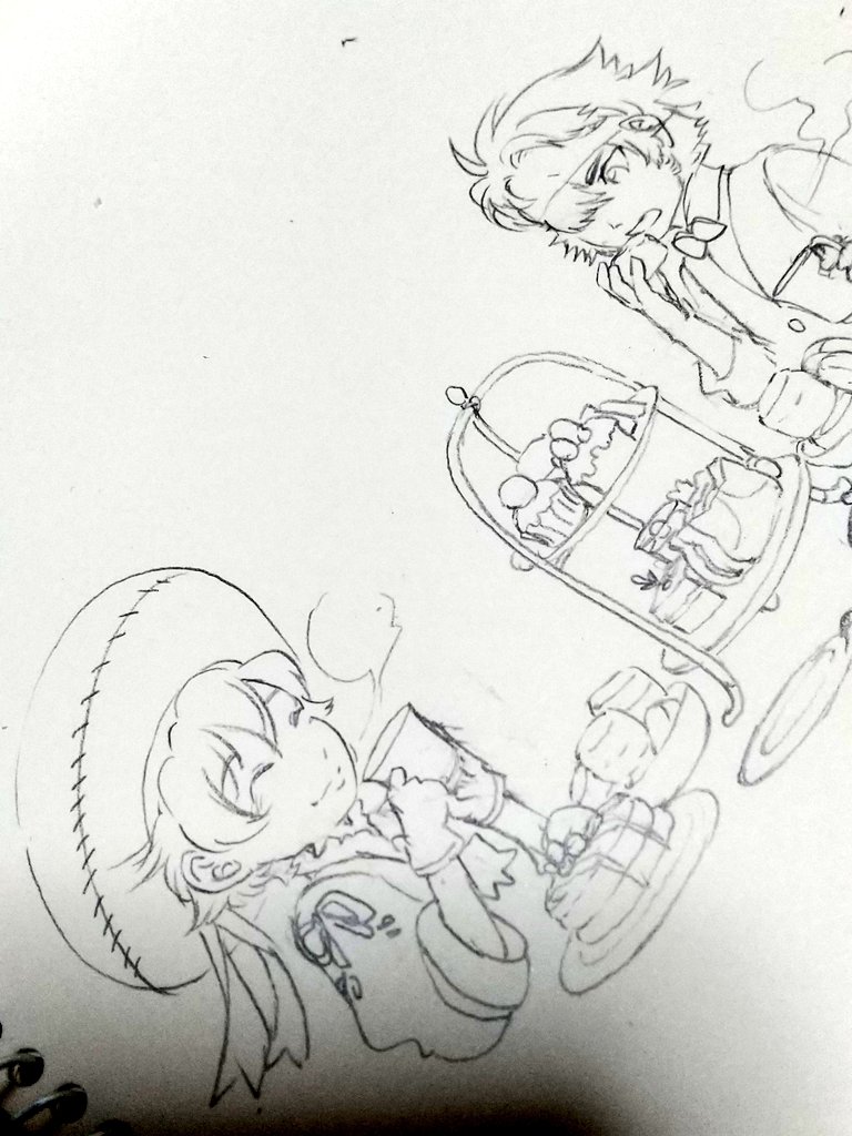 木こり組のお茶会描いてます 