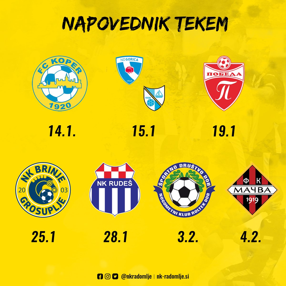 Znani so termini prijateljskih srečanj, ki jih bodo Radomljani odigrali pred nadaljevanjem <a href="/PrvaLigaSi/">Prva liga Telemach</a> ⚽️

💛🖤 

#hocemozmoremosmo