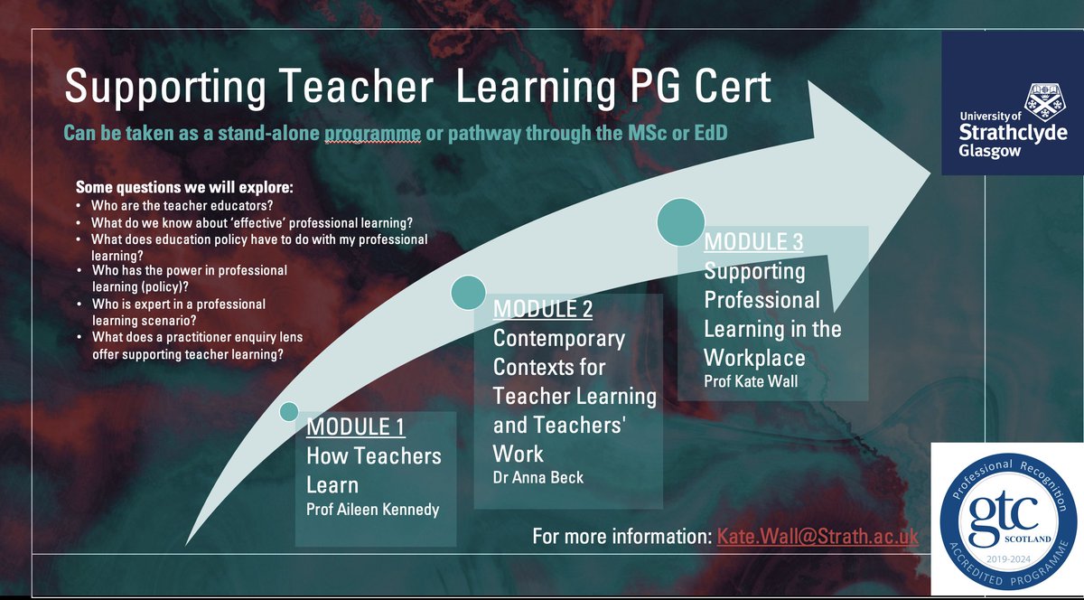 Kate Wall (@kate_wall98) on Twitter photo Applications for the PG Cert in Supporting Teacher Learning (#StrathSTL) <a href="/StrathEDU/">Strathclyde Institute of Education</a> are still open to start on Saturday 21st January. Including <a href="/gtcs/">The General Teaching Council for Scotland</a> professional recognition. Can be take as stand alone PG Cert or as pathways in the MSc or EdD. Runs Jan to Jan. Please retweet. Applications for the PG Cert in Supporting Teacher Learning (#StrathSTL) <a href="/StrathEDU/">Strathclyde Institute of Education</a> are still open to start on Saturday 21st January. Including <a href="/gtcs/">The General Teaching Council for Scotland</a> professional recognition. Can be take as stand alone PG Cert or as pathways in the MSc or EdD. Runs Jan to Jan. Please retweet.