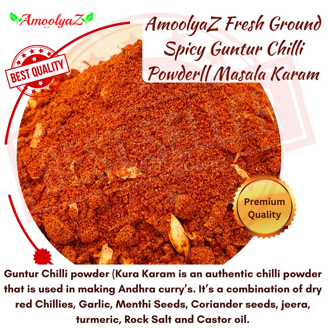 amoolyaz's tweet image. Traditionally Grounded with the Finest Chilies Available... Create your own SPICY STORY!!

Buy Now : amzn.eu/d/bAPOqij
Call for Orders : 093474 19820

#AmoolyaZ #chilipowder #andhrachilli #andhrachillipowder #freshground #masalakaram #andhrakaram #spiciesofindia #redchilli