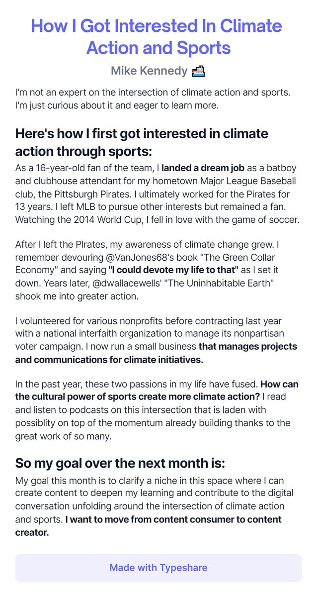 How I Got Interested In #ClimateActionNow and #Sports | #SportPositive #ClimateComeback #sustainability #greensports #SandSI #climatechange #greensportsday #playtozero #sport #playingfortheplanet | Day 4 of #Ship30for30