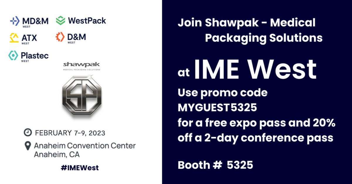 shawpak1's tweet image. Four weeks until we&apos;re at @MDM_Events  #WestPack23. You&apos;ll find us in booth 5325 February 7-9th. Use code MYGUEST5325 for a free day pass!

@IME_Events @informa #DiscoverEngineerBuild