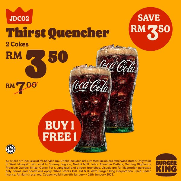 myjoe_'s tweet photo. Promo BurgerKing datang lagi. Tunjuk je gambar atau code pada cashier. Promo sampai 26 January 2023 https://t.co/FvPzdcNUvJ