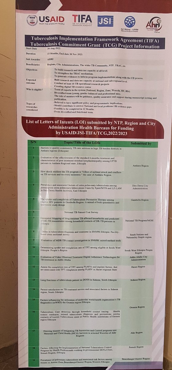afeworkkassu's tweet image. Generation of local evidence to promote evidence based policy, programming &amp;amp; practice to end TB as a public health problem in #Ethiopia. TB #OperationalResearch Capacity Building Training by @AHRI_ETH in collaboration with #TRAC Secretariat at NTP @FMoHealth and #USAID #TIFA.