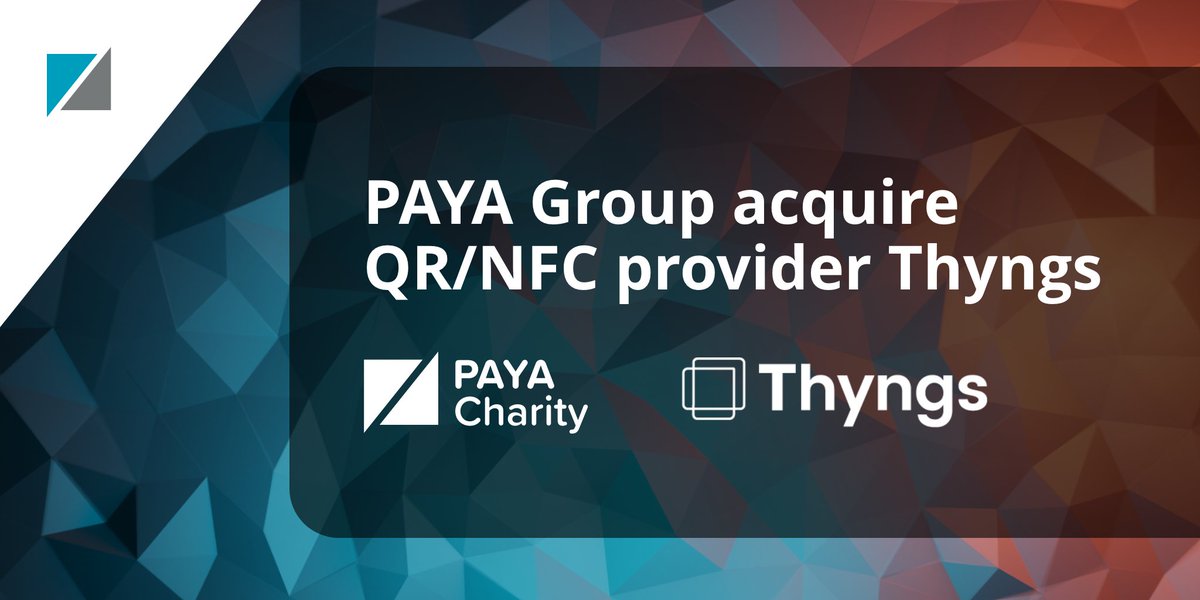 Payacharity's tweet photo. PayaCharity acquires QR/NFC provider Thyngs

https://t.co/K1EK6IDJwa https://t.co/7QTfhrI5Rb