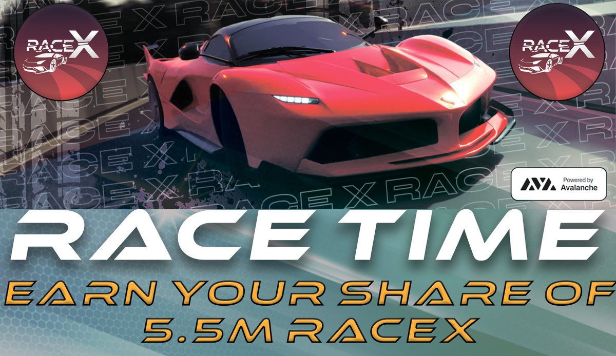 DcrcAvax's tweet photo. ..1/4
Hey Racers
RACE TO EARN YOUR SHARE OF 5.5M RACEX
Racing starts Friday the 13th January 2023
@Avalanche_Talk @GamingOnAvax @avalabsofficial
#AVAX #AvaxNFTs #Avalanche #gaming #IsFast #SoFast https://t.co/3nqMqI6vXq