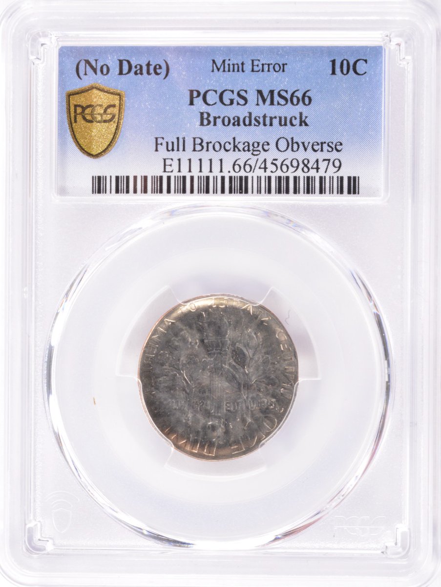 sullivancoins's tweet image. PCGS 10c Clad Roosevelt Dime Broadstruck and Full Brockage Obverse MS66

Broadstruck and with a full reverse brockage on the coin&apos;s obverse. A dramatic and eye-catching coin.

MS66 lustrous. 

Price $400
sullivannumismatics.com/coin/pcgs-10c-…
#rooseveltdime #errorcoin #minterror #coincollecting