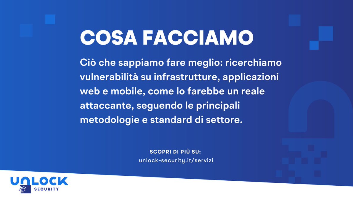 unlock_security's tweet photo. Se sei interessato a proteggere il tuo business dai rischi della rete, non esitare a contattarci.
Saremo felici di aiutarti a mettere in sicurezza il tuo business.

#informationsecurity #cybersecurity #penetrationtesting #unlocksecurity https://t.co/8OwR4a2L1x