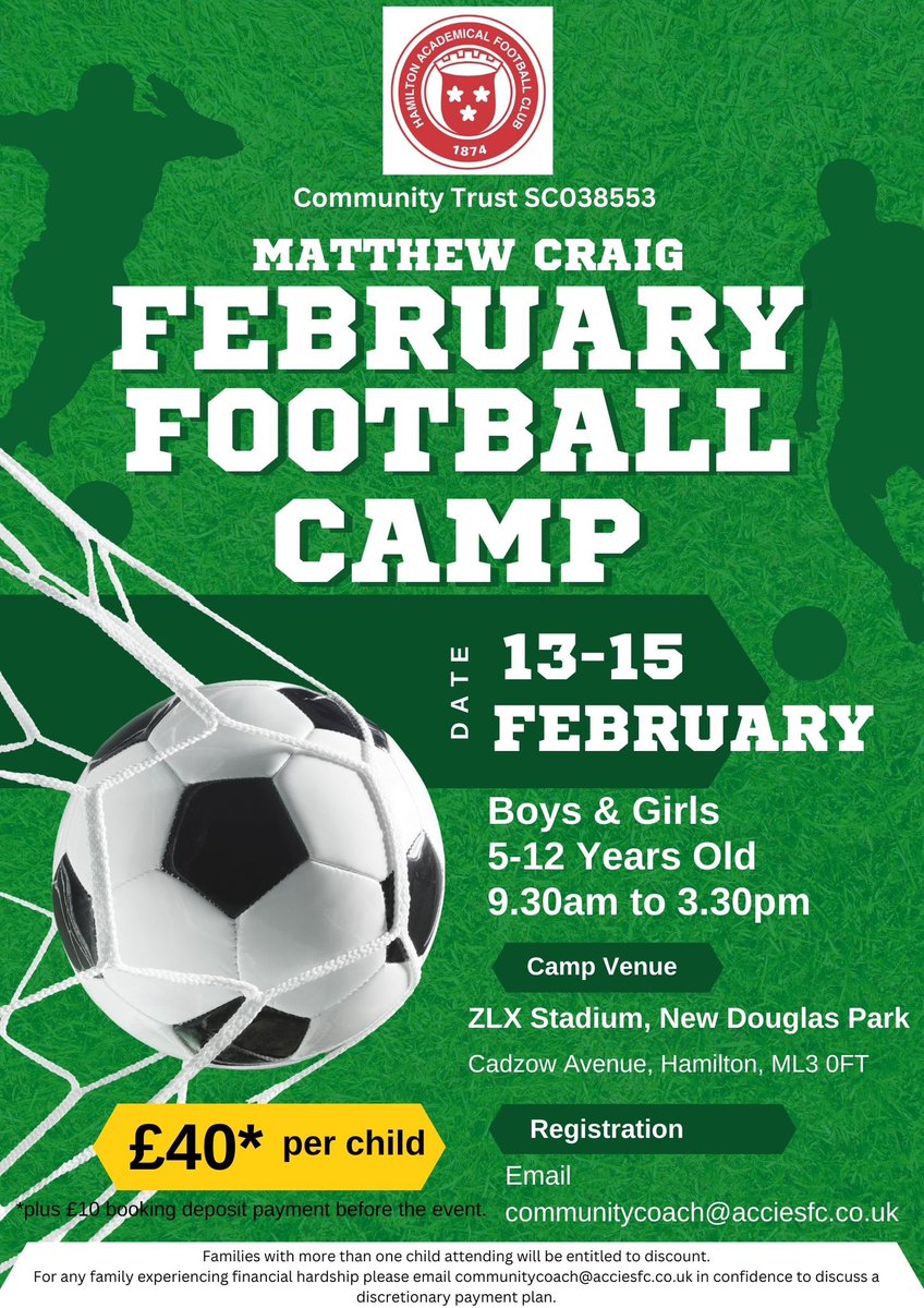 If anyone is interested in this or knows anyone who might be please give me a message, or use the email below to register ⚽️