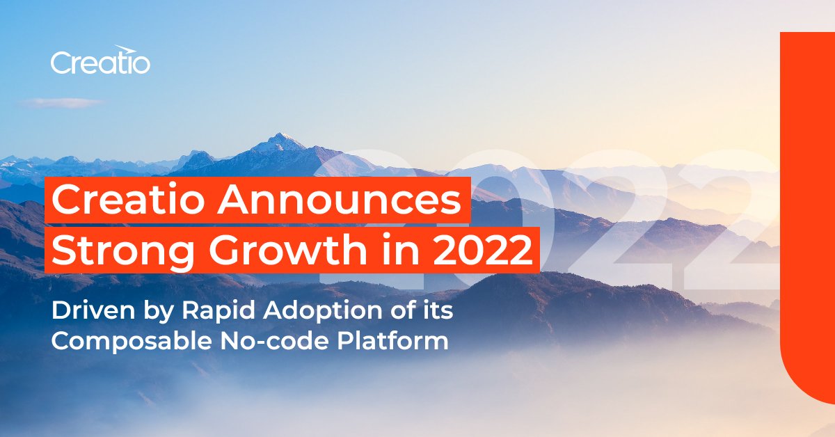 #Creatio is proud to announce strong growth in 2022, fueled by the adoption of its composable #nocode platform, new customer acquisition, and expansion of existing relationships.  

Follow the link to learn more: bit.ly/3QAHqgY