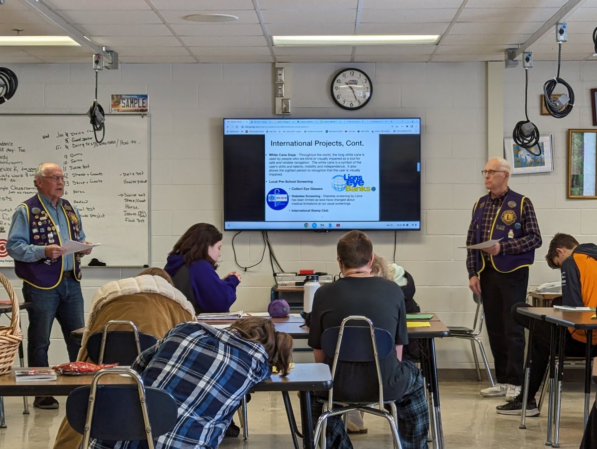 LPagel2017's tweet photo. A big thank you to Lion Berghuis and Lion Bornfleth for coming into the community action class to explain the Lions organization. Our students benefit by knowing this information and seeing such great examples of volunteers. Thank you Lions for what you do in our community. https://t.co/tA0RGDytP8