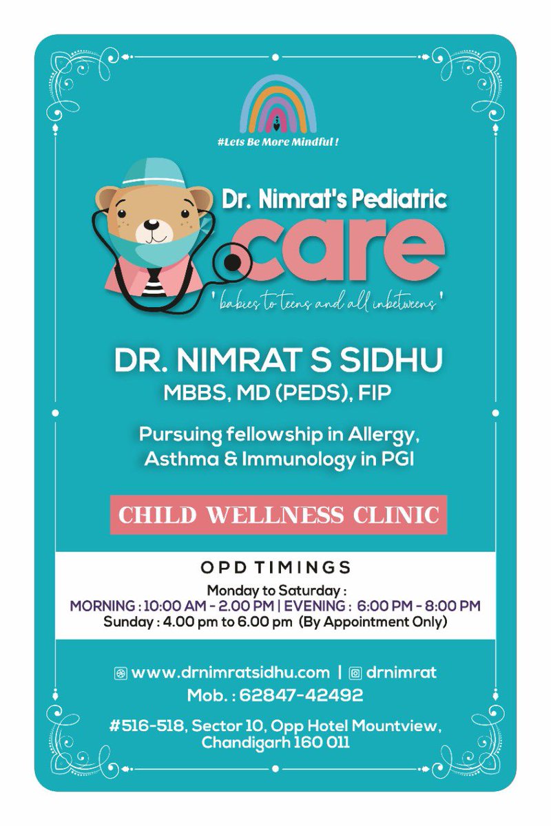 Our daughter-in-law’s maiden venture.

Need your blessings.

#Chandigarh
#ChildSpecialist 
#Paediatrics