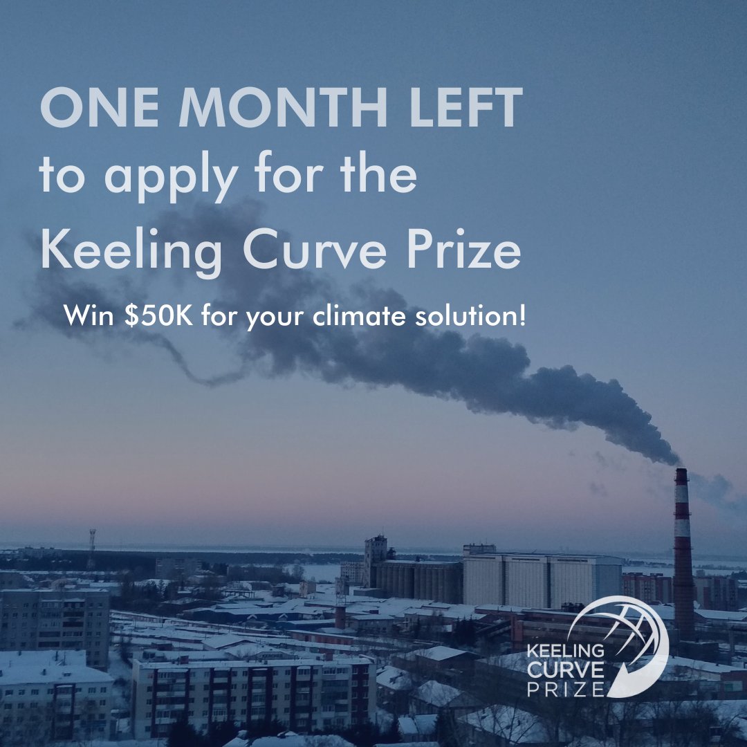 We can’t believe how fast time flies! There’s only 1 month left to apply for the 2023 #KeelingCurvePrize. Apply today to win $50K for your #ClimateSolution and join a network of some of the world’s most prestigious climate innovators. emailmeform.com/builder/form/v…