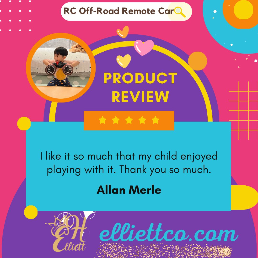 ElliettOfficial's tweet photo. RC Off-Road Remote Car Product Reviews by our dear customers.

#toycars #kidstoys #elliettco #elliett #reviews https://t.co/ZslBGcfmvi